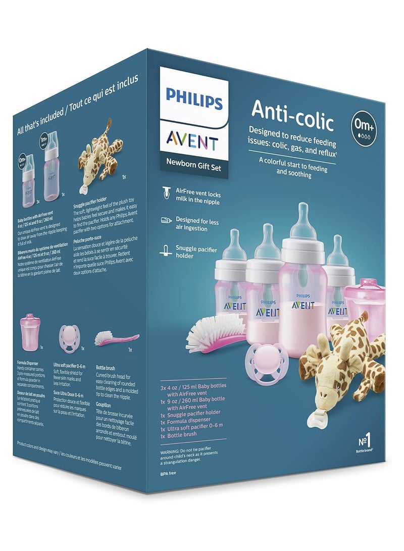 فيليبس أفنت Anti-Colic Baby Bottle with AirFree Newborn Gift Set with Snuggle, Pink  - Image 2