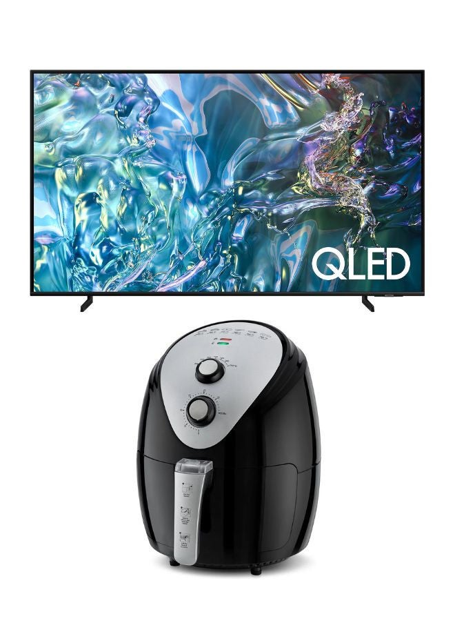 Samsung 85-Inch QLED 4K Q60D Tizen OS Smart TV with Quantum Dot, HDR10+, 4K Upscaling, AirSlim Design With 3.5L Air Fryer 1500W, 80-200°C Cooking Range, Rapid Air Convection 85Q60D+AIR-FRYER Black - Image 1