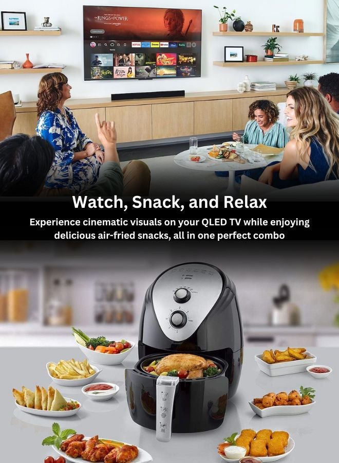 Samsung 85-Inch QLED 4K Q60D Tizen OS Smart TV with Quantum Dot, HDR10+, 4K Upscaling, AirSlim Design With 3.5L Air Fryer 1500W, 80-200°C Cooking Range, Rapid Air Convection 85Q60D+AIR-FRYER Black - Image 3