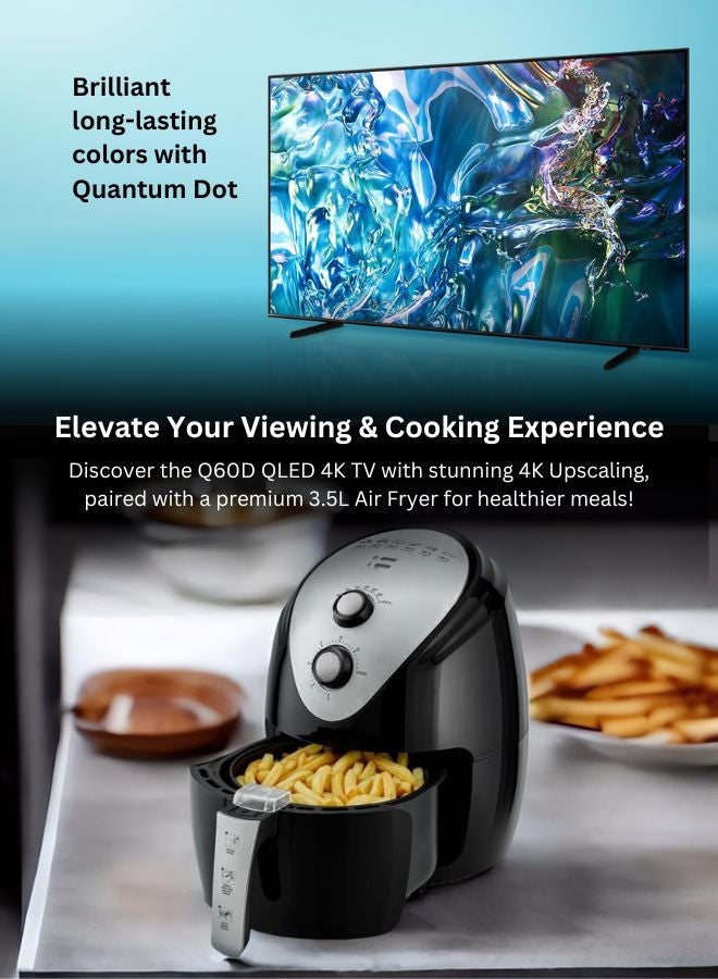 Samsung 85-Inch QLED 4K Q60D Tizen OS Smart TV with Quantum Dot, HDR10+, 4K Upscaling, AirSlim Design With 3.5L Air Fryer 1500W, 80-200°C Cooking Range, Rapid Air Convection 85Q60D+AIR-FRYER Black - Image 4