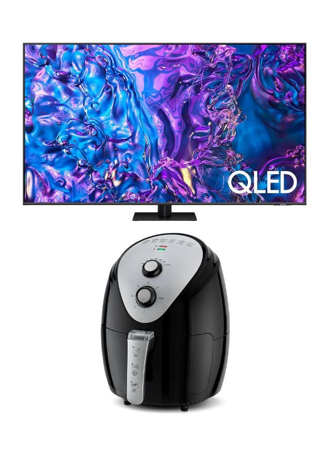 سامسونج 75-Inch QLED 4K Q70D Tizen OS Smart TV with 4K AI Upscaling, Quantum Dot, AirSlim Design With 3.5L Air Fryer 1500W, 80-200°C Cooking Range, Rapid Air Convection 75Q70D+AIR-FRYER Grey 