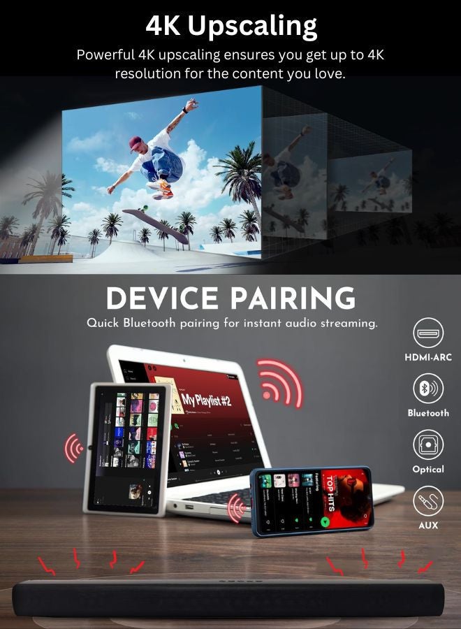 Samsung 85-Inch QLED 4K Q60D Tizen OS Smart TV with HDR10+, 4K Upscaling, AirSlim Design With 2.0 Channel Soundbar 30W, HDMI ARC, Bluetooth, USB, MP3, FM Station 85Q60D+SOUNDBAR Black - Image 5