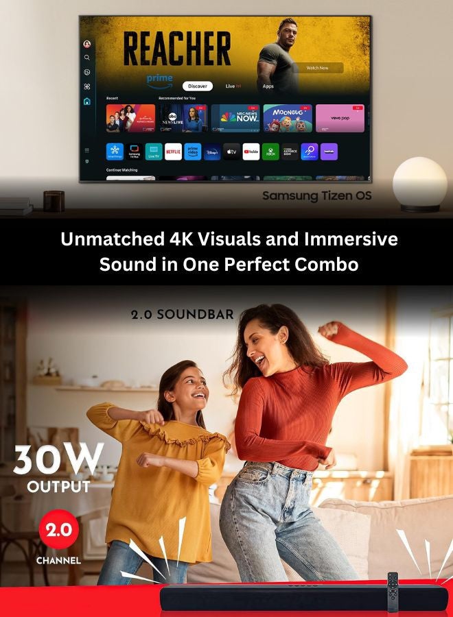 Samsung 85-Inch QLED 4K Q60D Tizen OS Smart TV with HDR10+, 4K Upscaling, AirSlim Design With 2.0 Channel Soundbar 30W, HDMI ARC, Bluetooth, USB, MP3, FM Station 85Q60D+SOUNDBAR Black - Image 4