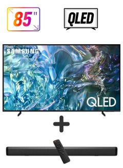 Samsung 85-Inch QLED 4K Q60D Tizen OS Smart TV with HDR10+, 4K Upscaling, AirSlim Design With 2.0 Channel Soundbar 30W, HDMI ARC, Bluetooth, USB, MP3, FM Station 85Q60D+SOUNDBAR Black  - Image 1