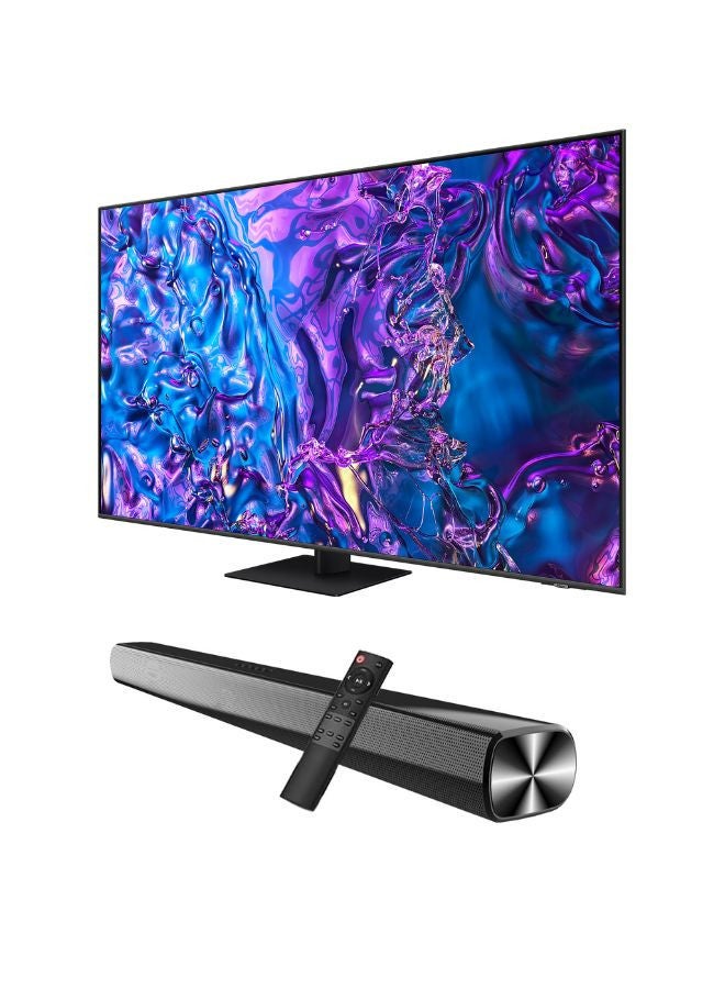 Samsung - 85-Inch QLED 4K Q70D Tizen OS Smart TV with 4K AI Upscaling, Quantum Dot, AirSlim Design With 2.0 Channel Soundbar 30W, HDMI ARC, Bluetooth, USB, MP3, FM Station 85Q70D+SOUNDBAR Grey 85Q70D+SOUNDBAR Grey - Image 1