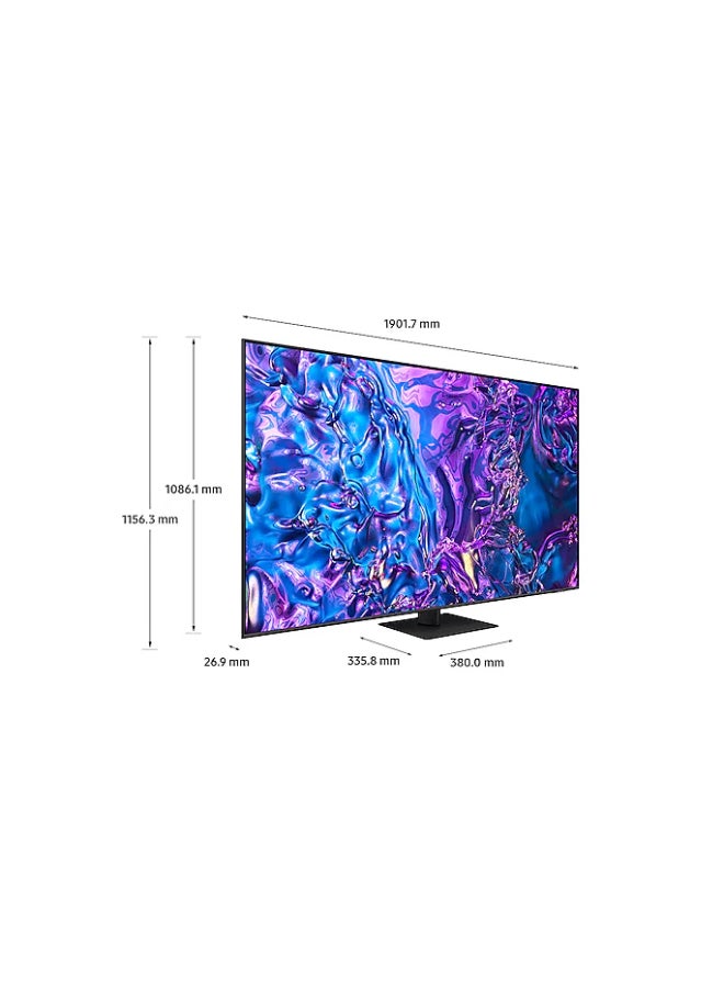 Samsung - 85-Inch QLED 4K Q70D Tizen OS Smart TV with 4K AI Upscaling, Quantum Dot, AirSlim Design With 2.0 Channel Soundbar 30W, HDMI ARC, Bluetooth, USB, MP3, FM Station 85Q70D+SOUNDBAR Grey 85Q70D+SOUNDBAR Grey - Image 1