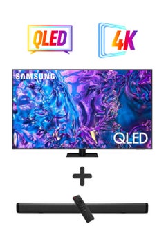 Samsung 85-Inch QLED 4K Q70D Tizen OS Smart TV with 4K AI Upscaling, Quantum Dot, AirSlim Design With 2.0 Channel Soundbar 30W, HDMI ARC, Bluetooth, USB, MP3, FM Station 85Q70D+SOUNDBAR Grey 85Q70D+SOUNDBAR Grey  - Image 1