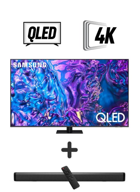 85-Inch QLED 4K Q70D Tizen OS Smart TV with 4K AI Upscaling, Quantum Dot, AirSlim Design With 2.0 Channel Soundbar 30W, HDMI ARC, Bluetooth, USB, MP3, FM Station 85Q70D+SOUNDBAR Grey 85Q70D+SOUNDBAR Grey