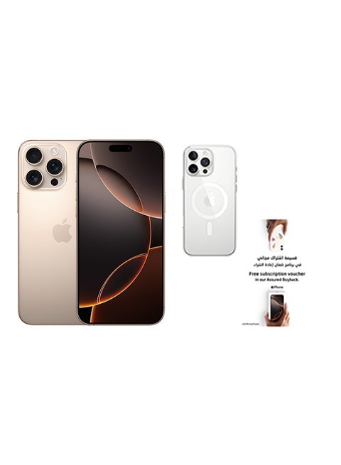 iPhone 16 Pro Max 256GB Desert Titanium 5G With FaceTime - Middle East Version With Magsafe Clear Case And Assured Voucher Buyback Worth SR150