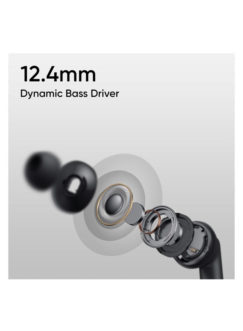 realme - Buds T310 Truly Wireless in-Ear Earbuds with 46dB Hybrid ANC, 12.4mm Dynamic Bass Driver, Upto 40Hrs Battery and Fast Charging Vibrant Black - Image 1
