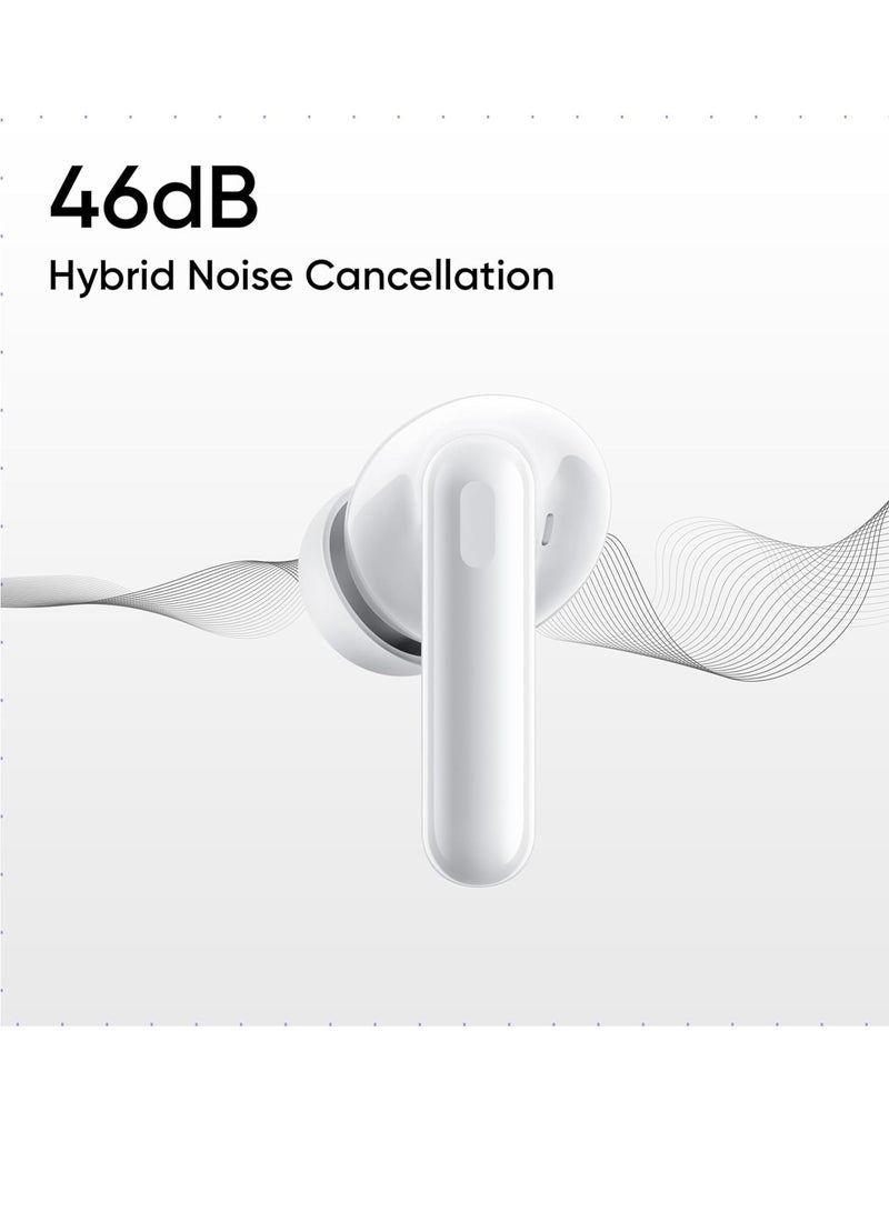 realme - Buds T310 Truly Wireless in-Ear Earbuds with 46dB Hybrid ANC, 12.4mm Dynamic Bass Driver, Upto 40Hrs Battery and Fast Charging Agile White - Image 1