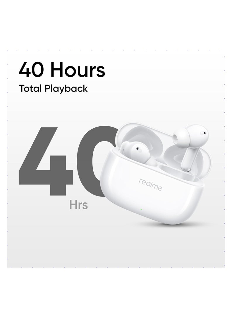 realme - Buds T310 Truly Wireless in-Ear Earbuds with 46dB Hybrid ANC, 12.4mm Dynamic Bass Driver, Upto 40Hrs Battery and Fast Charging Agile White - Image 1