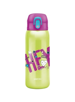 Milton 390ml Vacuum Insulated Kids Water Bottle with One Touch Safety Lock, Convenient for Sipping, Stainless Steel, Keeps Drinks Hot and Cold, Thermos Flask for School - Boys & Girls - Jolly Green  - Image 1