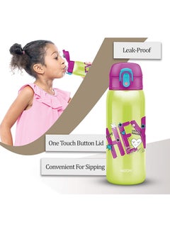 Milton 390ml Vacuum Insulated Kids Water Bottle with One Touch Safety Lock, Convenient for Sipping, Stainless Steel, Keeps Drinks Hot and Cold, Thermos Flask for School - Boys & Girls - Jolly Green  - Image 5