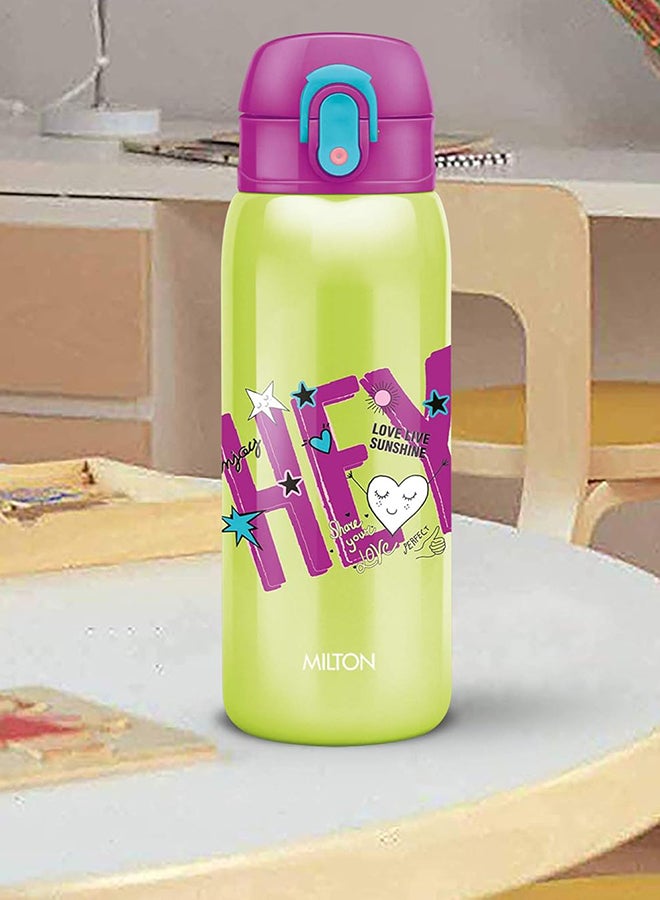 Milton 390ml Vacuum Insulated Kids Water Bottle with One Touch Safety Lock, Convenient for Sipping, Stainless Steel, Keeps Drinks Hot and Cold, Thermos Flask for School - Boys & Girls - Jolly Green  - Image 2