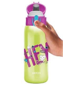 Milton 390ml Vacuum Insulated Kids Water Bottle with One Touch Safety Lock, Convenient for Sipping, Stainless Steel, Keeps Drinks Hot and Cold, Thermos Flask for School - Boys & Girls - Jolly Green  - Image 4