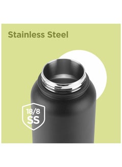 Milton 1180ml Vacuum Insulated Water Bottle with 4 Lids, Keeps Drinks 12 Hrs Hot & 24 Hrs Cold, 18/8 Stainless Steel, Double-Walled Flask with Inner Copper Coating for Sports, Gym - Flassio  - Image 5