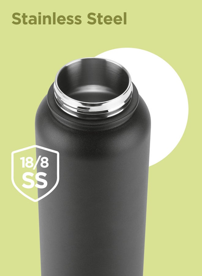 Milton 1180ml Vacuum Insulated Water Bottle with 4 Lids, Keeps Drinks 12 Hrs Hot & 24 Hrs Cold, 18/8 Stainless Steel, Double-Walled Flask with Inner Copper Coating for Sports, Gym - Flassio  - Image 5