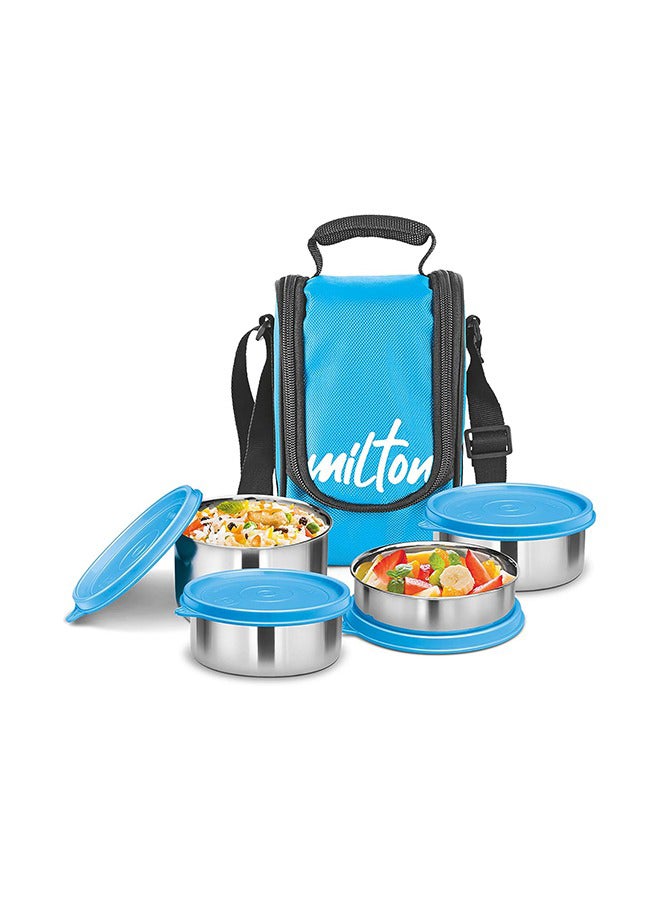 ميلتون 5-Piece Lunch Box Set with Insulated Bag - Includes Stainless Steel Containers (500ml, 2pcs 320ml Each, 200ml), Keeps Food Hot, Ideal for School Kids & Office Tiffin - Tasty Lunch 