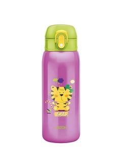 Milton 390ml Vacuum Insulated Kids Water Bottle with One Touch Safety Lock, Convenient for Sipping, Stainless Steel, Keeps Drinks Hot and Cold, Thermos Flask for School - Boys & Girls - Jolly Purple  - Image 1
