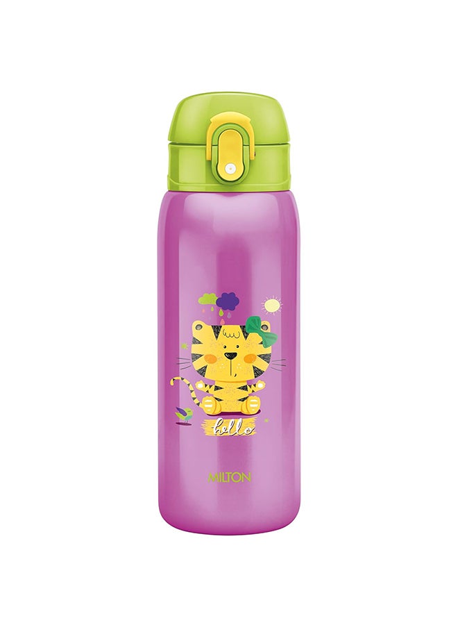 Milton 390ml Vacuum Insulated Kids Water Bottle with One Touch Safety Lock, Convenient for Sipping, Stainless Steel, Keeps Drinks Hot and Cold, Thermos Flask for School - Boys & Girls - Jolly Purple  - Image 1