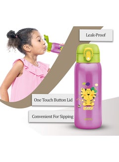 Milton 390ml Vacuum Insulated Kids Water Bottle with One Touch Safety Lock, Convenient for Sipping, Stainless Steel, Keeps Drinks Hot and Cold, Thermos Flask for School - Boys & Girls - Jolly Purple  - Image 5
