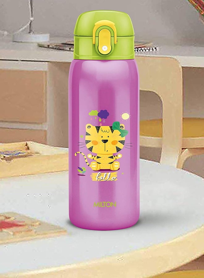 Milton 390ml Vacuum Insulated Kids Water Bottle with One Touch Safety Lock, Convenient for Sipping, Stainless Steel, Keeps Drinks Hot and Cold, Thermos Flask for School - Boys & Girls - Jolly Purple  - Image 2