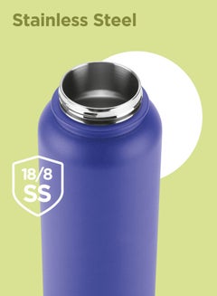 Milton 1180ml Vacuum Insulated Water Bottle with 4 Lids, Keeps Drinks 12 Hrs Hot & 24 Hrs Cold, 18/8 Stainless Steel, Double-Walled Flask with Inner Copper Coating for Sports, Gym - Flassio  - Image 5