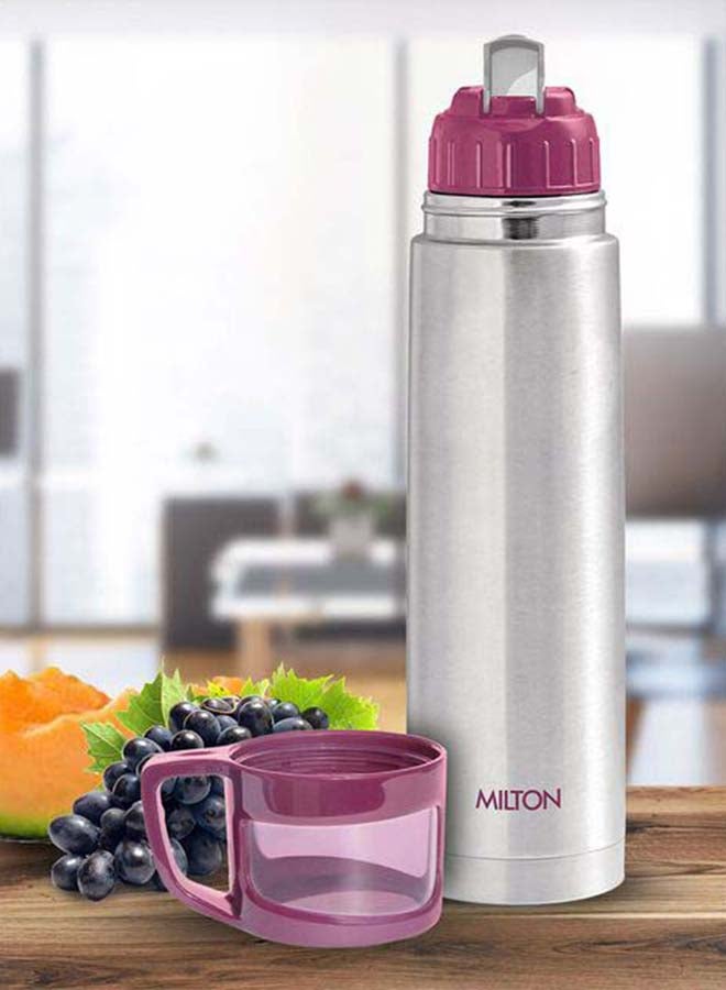Milton 1000ml Thermosteel Flask with Jacket, Keeps Drinks Hot and Cold for 24 Hours, 18/8 Stainless Steel, Double-Walled Vacuum Insulated Water Bottle with Inner Copper Coating - Glassy Pink  - Image 4