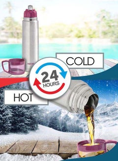 Milton 1000ml Thermosteel Flask with Jacket, Keeps Drinks Hot and Cold for 24 Hours, 18/8 Stainless Steel, Double-Walled Vacuum Insulated Water Bottle with Inner Copper Coating - Glassy Pink  - Image 2