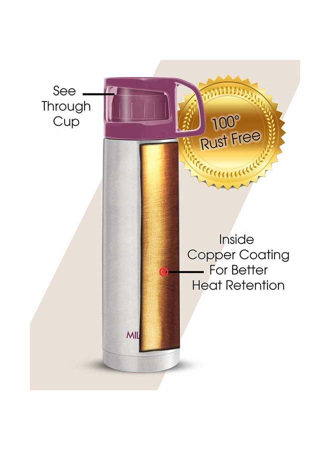Milton Glassy 500 Thermosteel 24 Hours Hot And Cold Water Bottle With Drinking Cup Lid, 500 Ml | Leak Proof | Office Bottle | Gym Bottle | Home | Kitchen | Hiking | Trekking | Travel Bottle Pink - Image 3