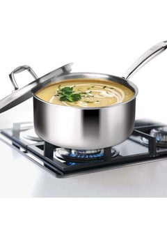 Milton 16 cm, 1.4 Litre Triply Stainless Steel Sauce Pan with Lid, Dishwasher Safe, Even Heat Distribution, Induction & Flame Safe, Sturdy Handles Silver 16 cm / 1.4 Litre  - Image 1