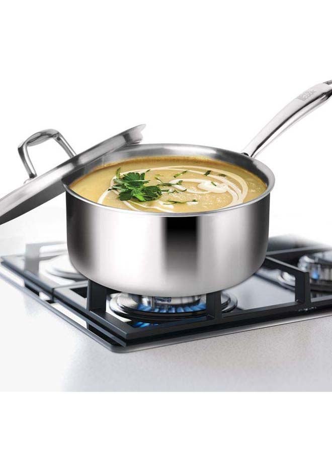 ميلتون 16 cm, 1.4 Litre Triply Stainless Steel Sauce Pan with Lid, Dishwasher Safe, Even Heat Distribution, Induction & Flame Safe, Sturdy Handles Silver 16 cm / 1.4 Litre  - Image 1