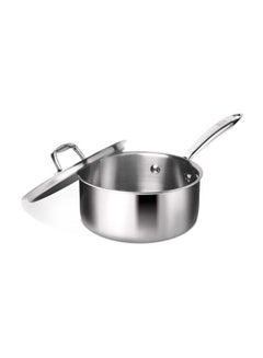 Milton 16 cm, 1.4 Litre Triply Stainless Steel Sauce Pan with Lid, Dishwasher Safe, Even Heat Distribution, Induction & Flame Safe, Sturdy Handles Silver 16 cm / 1.4 Litre  - Image 2