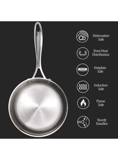 Milton 16 cm, 1.4 Litre Triply Stainless Steel Sauce Pan with Lid, Dishwasher Safe, Even Heat Distribution, Induction & Flame Safe, Sturdy Handles Silver 16 cm / 1.4 Litre  - Image 4