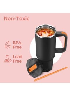 Milton 1180ml Vacuum Insulated Tumbler with Handle - Includes 2 Straws, Keeps Drinks Hot or Cold for 12 Hours, 18/8 Stainless Steel, Double-Walled Flask, Travel Mug for Car & Outdoors - Malmo  - Image 3
