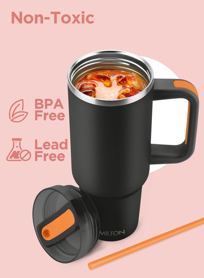 Milton 1180ml Vacuum Insulated Tumbler with Handle - Includes 2 Straws, Keeps Drinks Hot or Cold for 12 Hours, 18/8 Stainless Steel, Double-Walled Flask, Travel Mug for Car & Outdoors - Malmo  - Image 3
