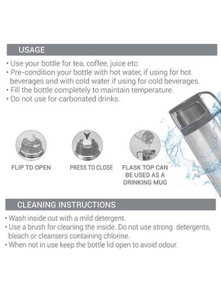 Milton 1 Litre Stainless Steel Water Bottle with Cup – Vacuum Insulated Flask Keeps Drinks Hot or Cold for 24 Hours, Leakproof Metal Flask for Travel, Gym & Sports – Glassy  1000, Grey Grey - view 5
