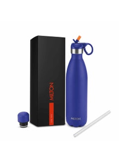 Milton 750ml Vacuum Insulated Water Bottle with Straw Lid - 2 lids included, Keeps Drinks Hot & Cold, 18/8 Stainless Steel, Double-Walled Flask with Inner Copper Coating - Sports, Gym - Larvik  - Image 1