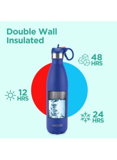 Milton 750ml Vacuum Insulated Water Bottle with Straw Lid - 2 lids included, Keeps Drinks Hot & Cold, 18/8 Stainless Steel, Double-Walled Flask with Inner Copper Coating - Sports, Gym - Larvik  - Image 2