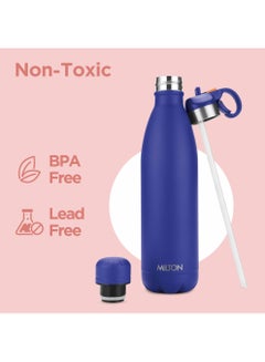 Milton 750ml Vacuum Insulated Water Bottle with Straw Lid - 2 lids included, Keeps Drinks Hot & Cold, 18/8 Stainless Steel, Double-Walled Flask with Inner Copper Coating - Sports, Gym - Larvik  - Image 3