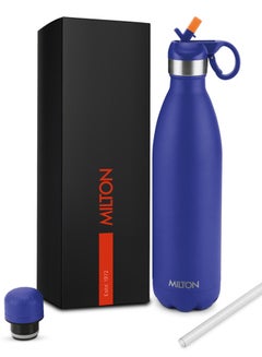 Milton 750ml Vacuum Insulated Water Bottle with Straw Lid - 2 lids included, Keeps Drinks Hot & Cold, 18/8 Stainless Steel, Double-Walled Flask with Inner Copper Coating - Sports, Gym - Larvik  - Image 1