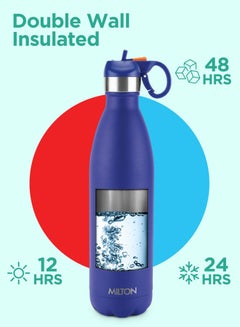 Milton 750ml Vacuum Insulated Water Bottle with Straw Lid - 2 lids included, Keeps Drinks Hot & Cold, 18/8 Stainless Steel, Double-Walled Flask with Inner Copper Coating - Sports, Gym - Larvik  - Image 2