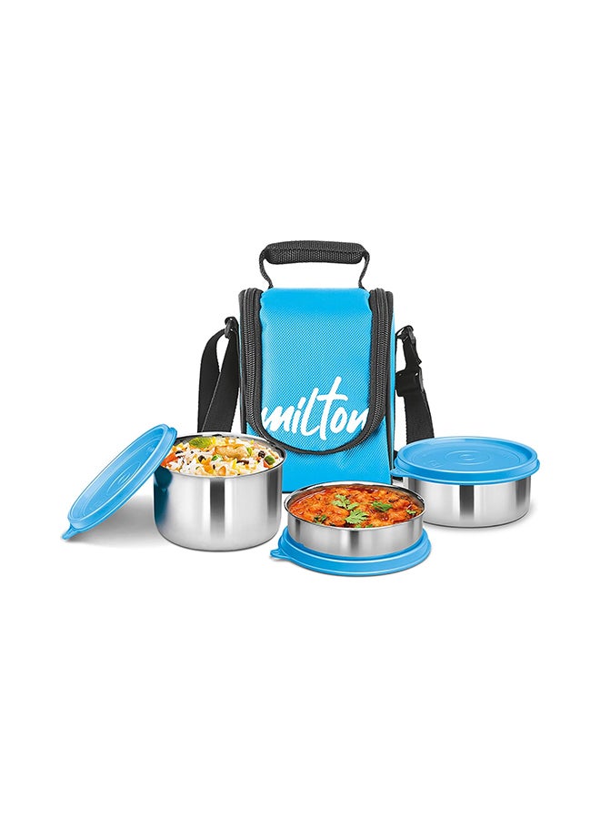 Milton 4-Piece Lunch Box Set with Insulated Bag - Includes Stainless Steel Containers (500ml, 320ml, 200ml), Keeps Food Hot, Ideal for School Kids & Office Tiffin - Tasty Lunch 