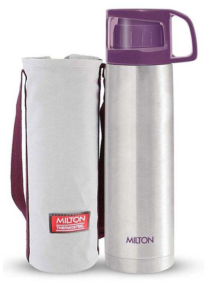 ميلتون زجاجي 500 زجاجة مياه حرارية من الفولاذ المقاوم للصدأ لمدة 24 ساعة للمياه الساخنة والباردة مع غطاء كوب للشرب، 500 مل | مانعة للتسرب | زجاجة مكتبية | زجاجة رياضية | منزل | مطبخ | تسلق | رحلات | زجاجة سفر - Image 1