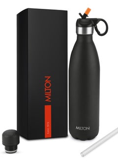 Milton 750ml Vacuum Insulated Water Bottle with Straw Lid - 2 lids included, Keeps Drinks Hot & Cold, 18/8 Stainless Steel, Double-Walled Flask with Inner Copper Coating - Sports, Gym - Larvik  - Image 1