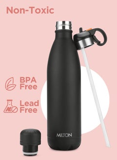 Milton 750ml Vacuum Insulated Water Bottle with Straw Lid - 2 lids included, Keeps Drinks Hot & Cold, 18/8 Stainless Steel, Double-Walled Flask with Inner Copper Coating - Sports, Gym - Larvik  - Image 3