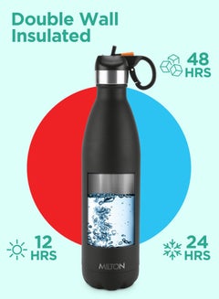 Milton 750ml Vacuum Insulated Water Bottle with Straw Lid - 2 lids included, Keeps Drinks Hot & Cold, 18/8 Stainless Steel, Double-Walled Flask with Inner Copper Coating - Sports, Gym - Larvik  - Image 2