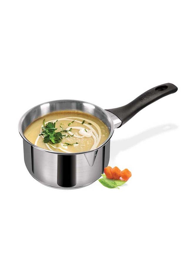 ميلتون قدر صوص/شاي من الفولاذ المقاوم للصدأ بقاعدة ساندويتش مع مقبض باكليت، 16 سم/1.6 لتر، فضي | آمن للاستخدام على الحث | آمن للاستخدام على اللهب | آمن للاستخدام على اللوحة الساخنة | آمن للغسالة الأطباق - Image 1