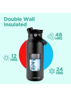 Milton 1180ml Vacuum Insulated Water Bottle with Straw Lid - 2 lids included, Keeps Drinks Hot and Cold, 18/8 Stainless Steel, Double-Walled Flask with Inner Copper Coating - Sports - Ultrasip  - Image 2